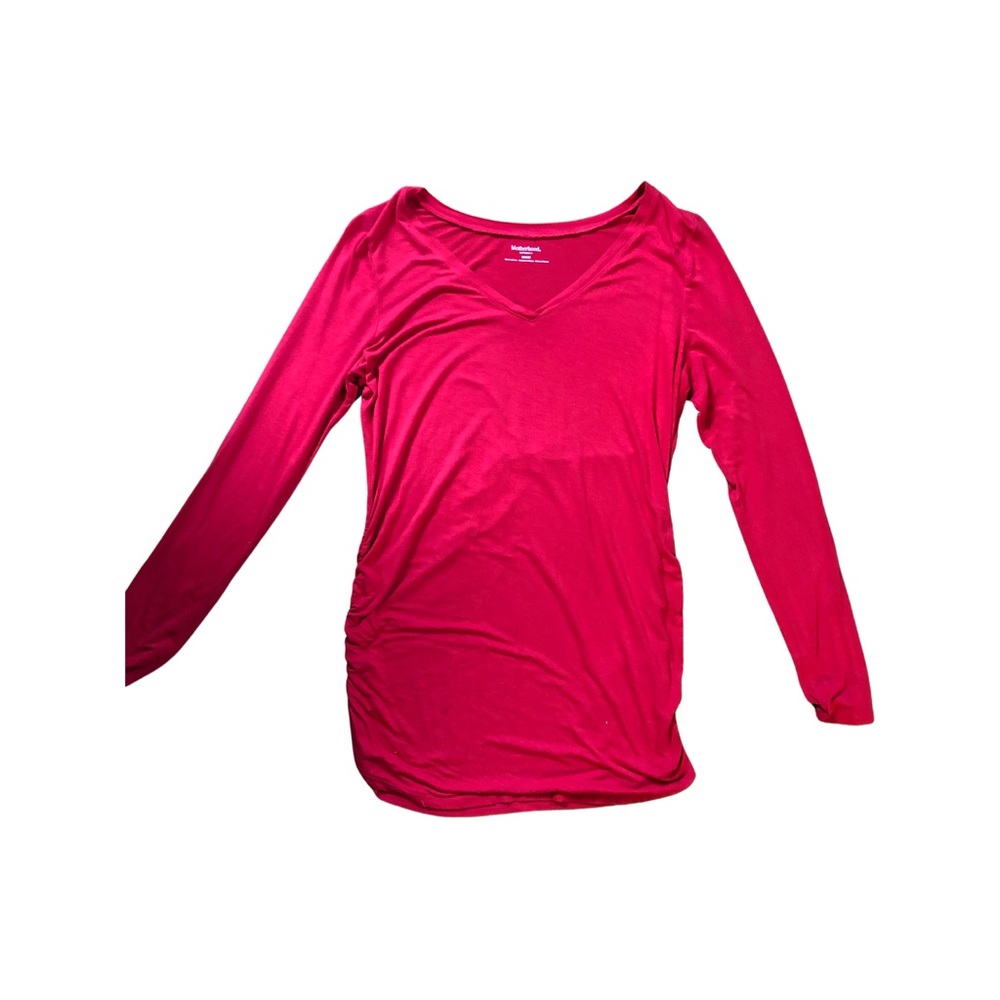 Red Long Sleeve Side Ruched Maternity Shirt